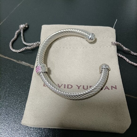 David Yurman Cable Classics Bracelet Amethyst with Pavé Diamond Station,7mm - Picture 2 of 5